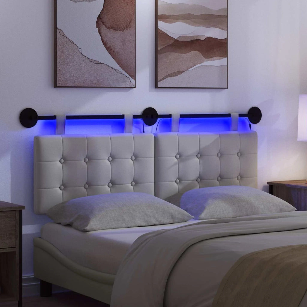 Testiera sospesa Con luce LED Bianco Similpelle
