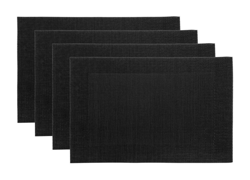 Set Tovagliette Americane Cucina Antiscivolo In Tinta Unita Lavabili - Set 4 - Nero