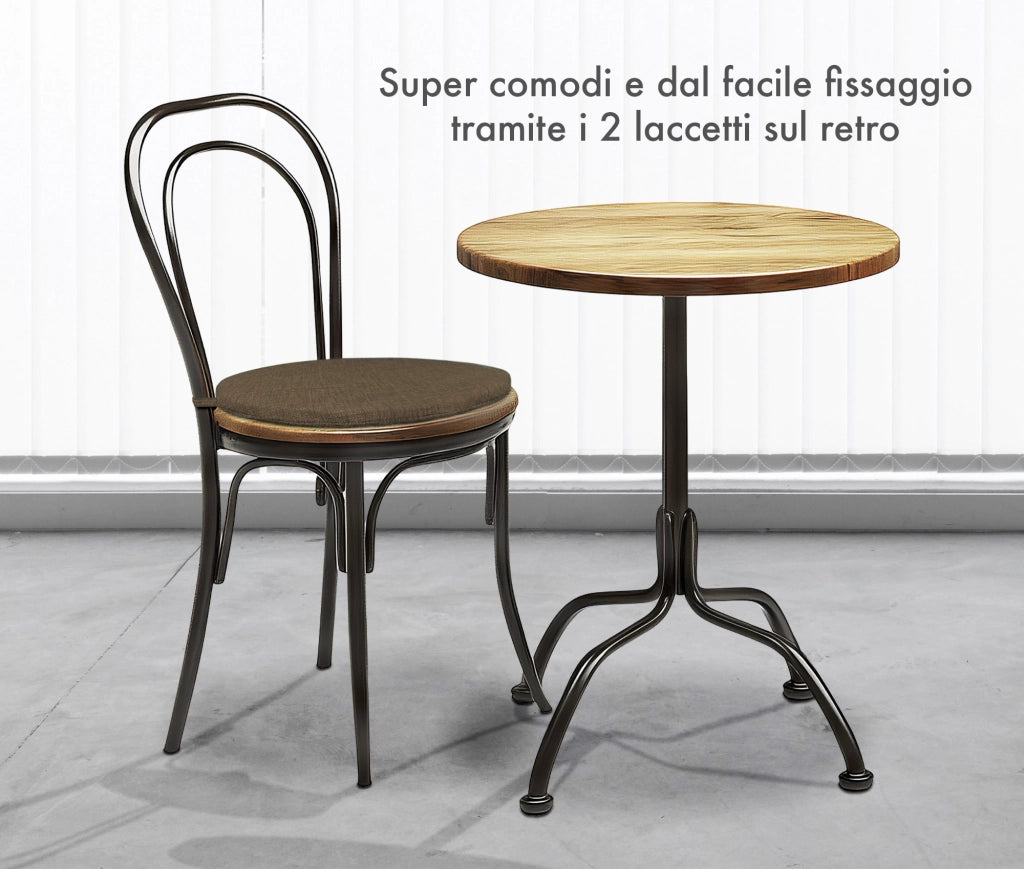 Cuscini Rotondi Per Sedie Cucina Imbottiti Sfoderabili Con Cerniera Cuscino Rotondo Ø 40 Cm Sedia Tavolo Lavabile In Lavatrice Con Lacci Per Fissaggio Prodotto Italiano Comodi 6 Pezzi - Marrone