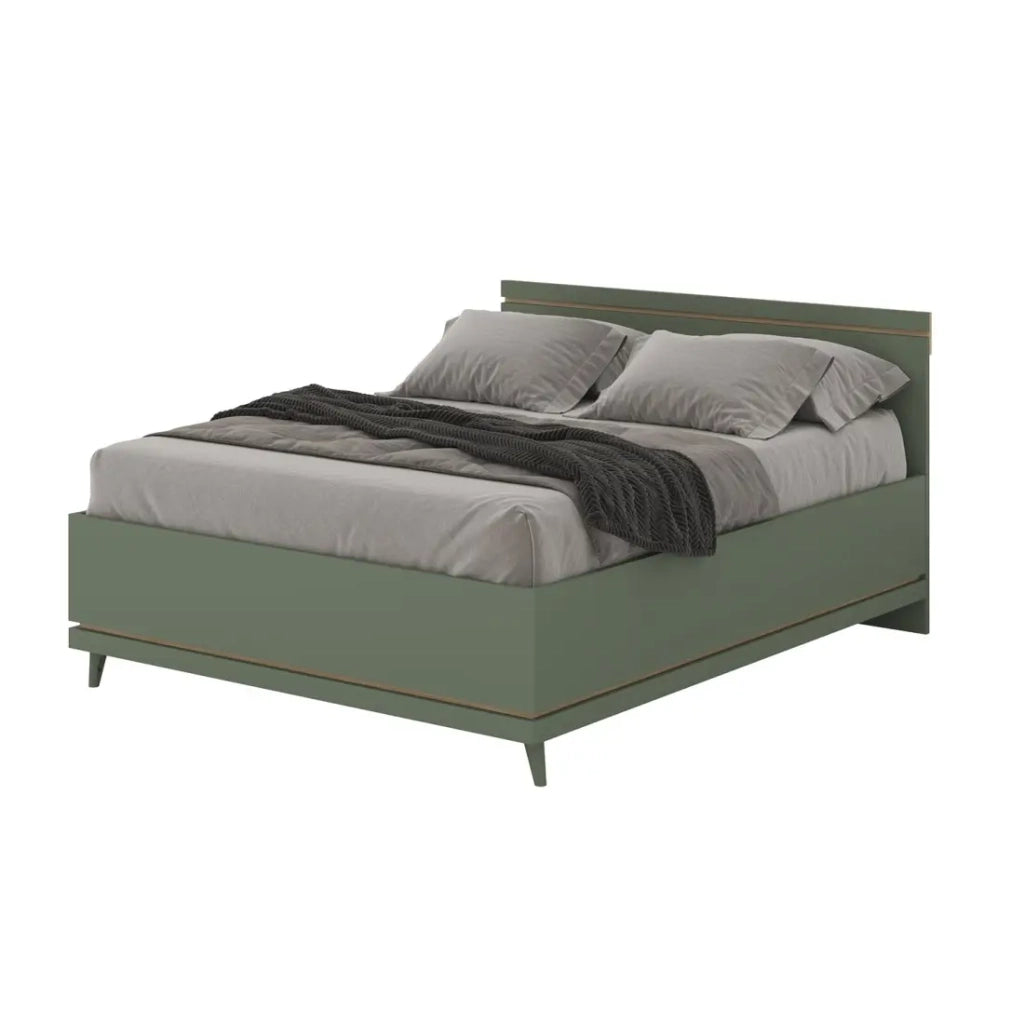Letto con doghe NOKI – 180x200 cm verde e legno – Stile scandinavo
