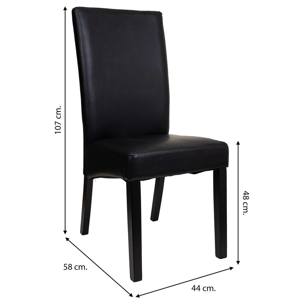 Sedia in legno imbottita nera 49x48x42/102h