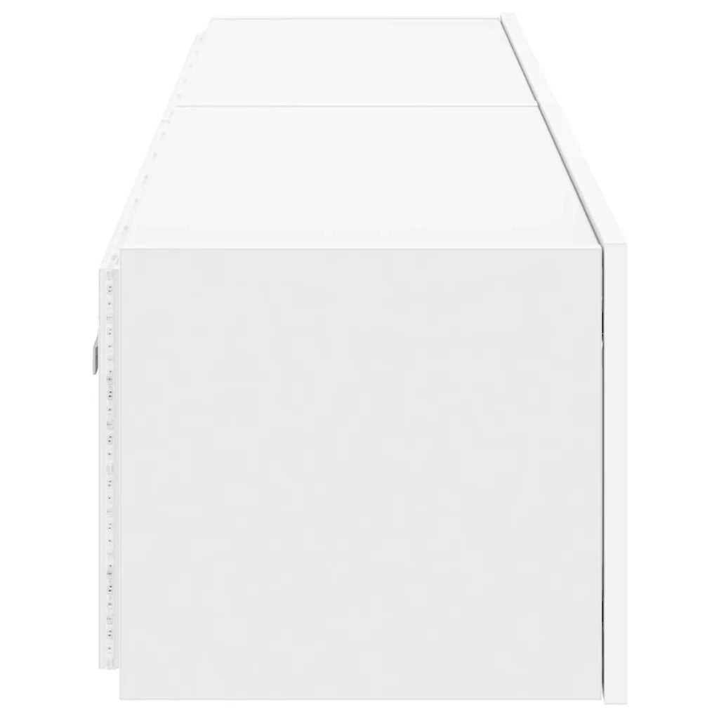 Mobili TV a Parete con Luci LED 2pz | Armadietto TV | Mobile Porta TV Bianchi 80x35x31 cm