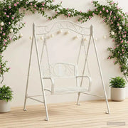 Panchina a Dondolo Acciaio 113 x 121,5 x 168 cm Bianco Antico 3429261