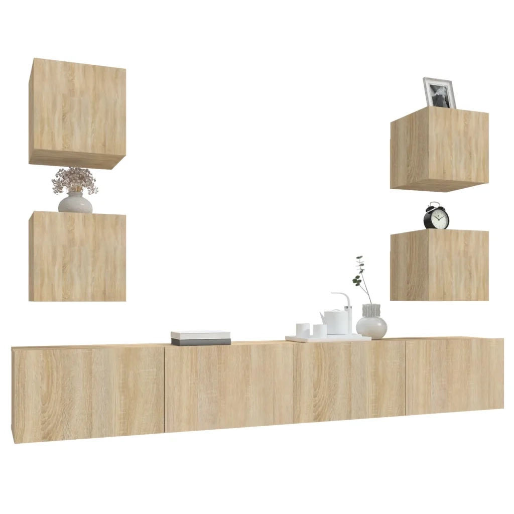 Set di Mobili Porta TV 6 pz Rovere Sonoma in Legno Multistrato 3114264