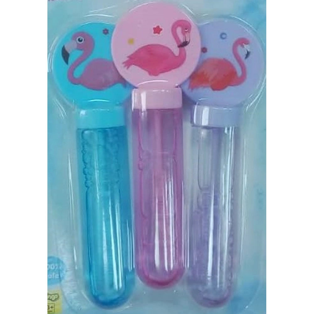 Trade Shop - Set 3pz Bacchette Per Bolle Di Sapone Fenicotteri 14cm Giocattolo Regalo Bambini 6719004 -