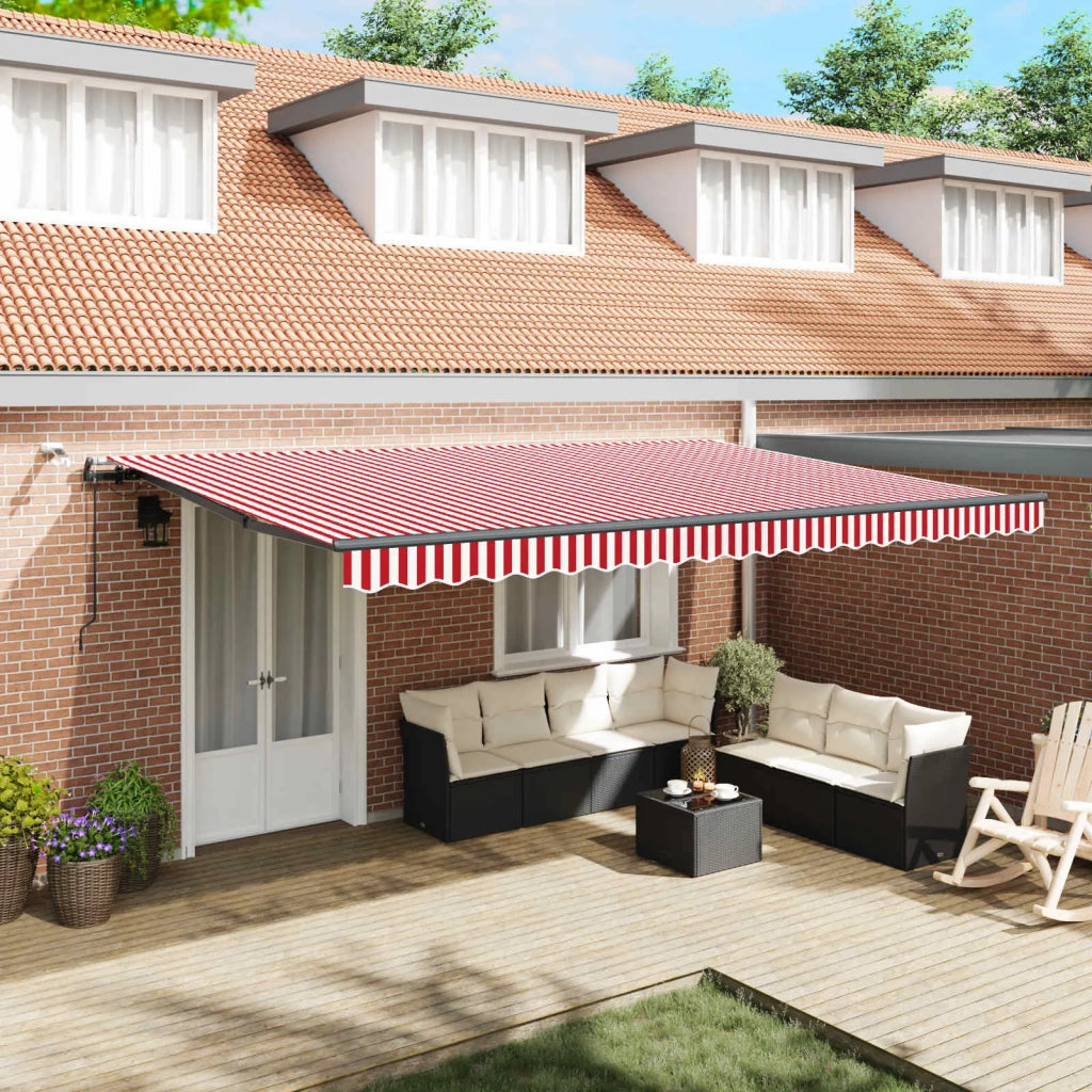 Tessuto per Tenda con Rosso e Bianco 500 × 300 cm Poliestere 3331268