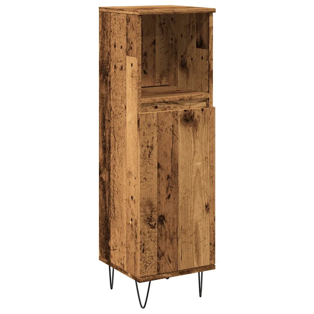 Armadietto Bagno Legno Antico 30x30x100 cm in Legno Multistrato 857208
