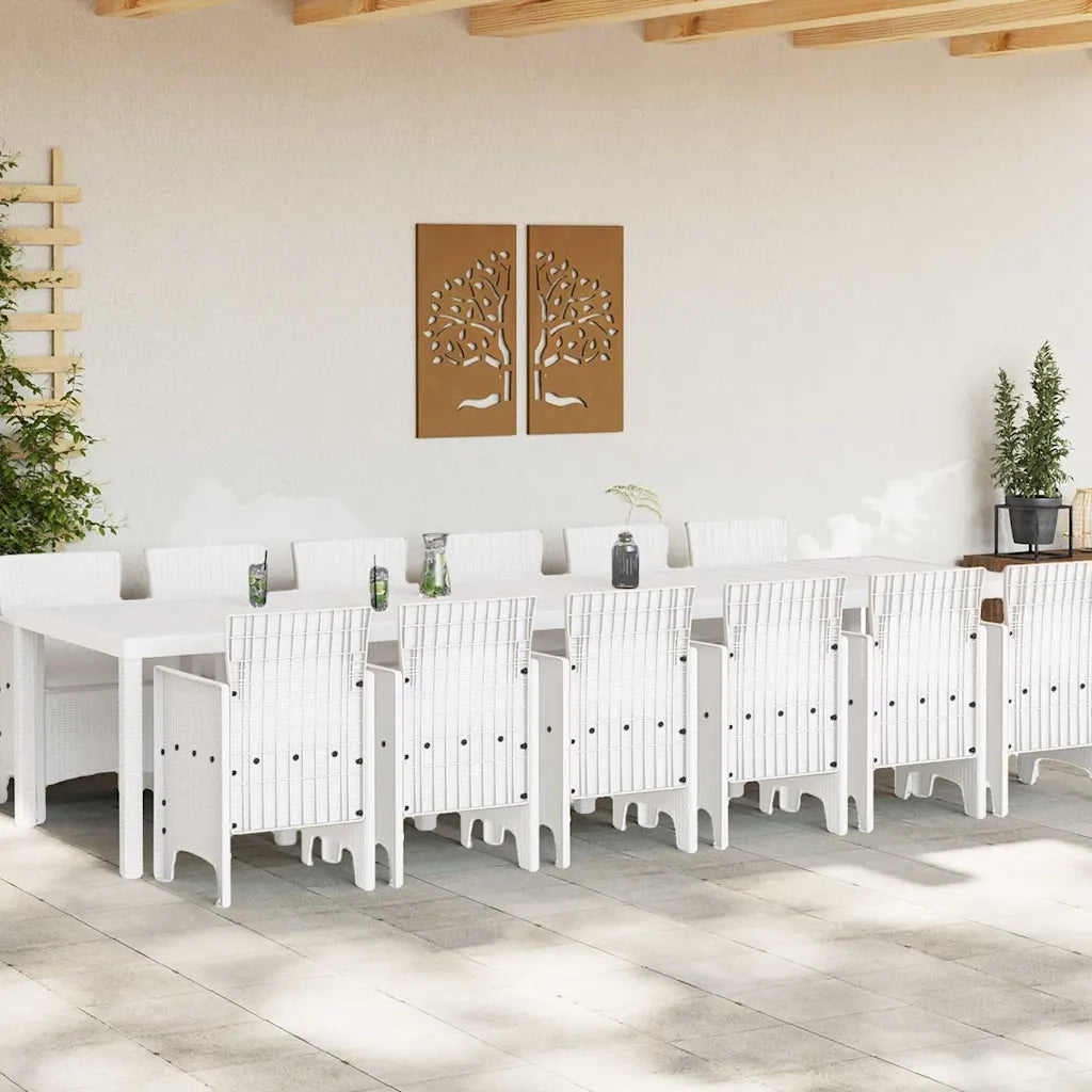 Set da Pranzo per Giardino 13 pcs Bianco Rattan Polt 3378784