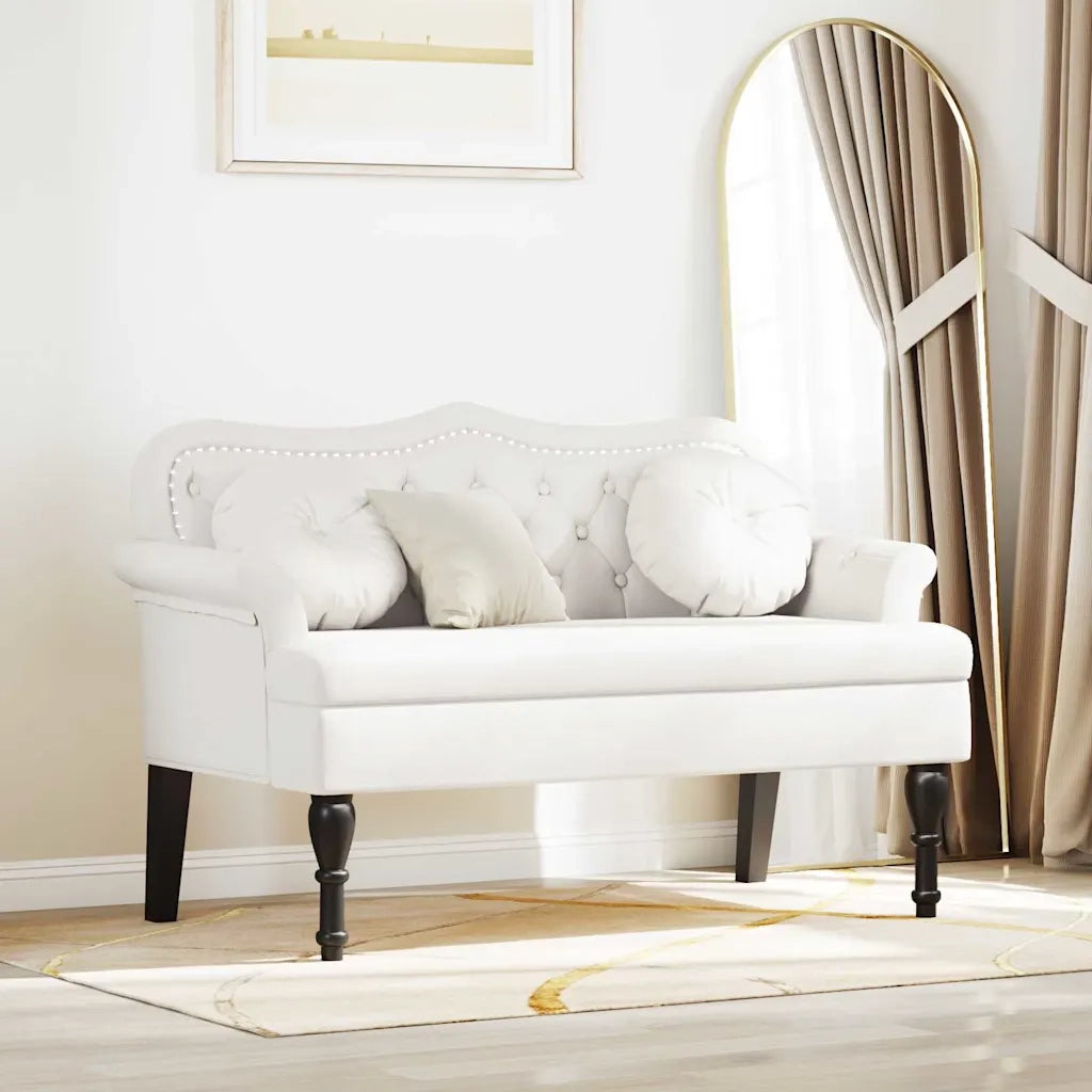 Panca Chesterfield-Sgabello-Divano Bianco 120,5 x 65 x 75 cm Pelle Sintetica