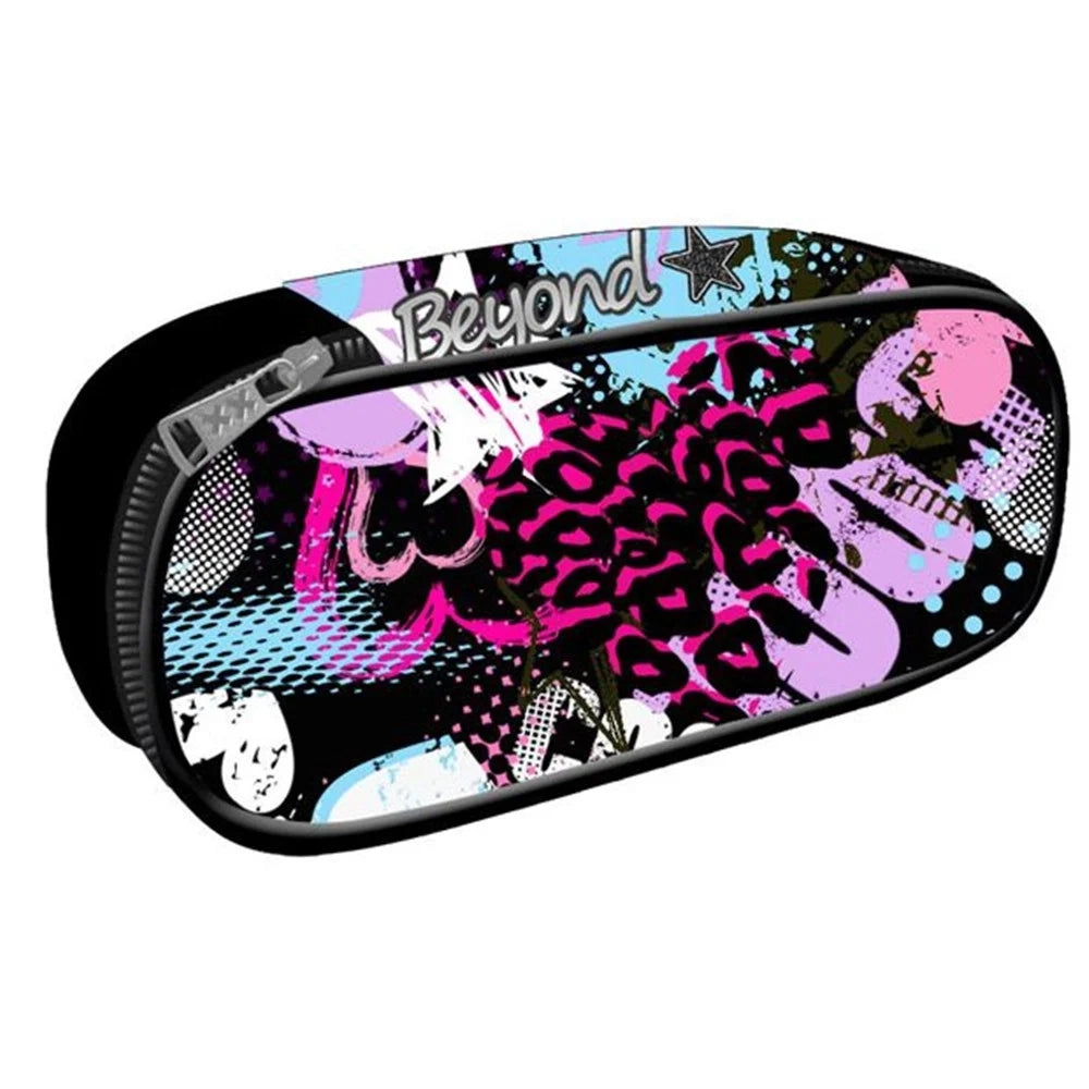 Trade Shop - Astuccio Bauletto Beyond Girl Ovale Nero Design Graffiti Chiusura A Cerniera 15501512 -