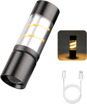 Zaklamp LED oplaadbaar con lamp COB, varifocale per campeggio, viaggio, esterno, emergenza, escursione, autolavaggio