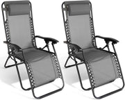 Set di 2 sedie da Giardino reclinabili Relax in Grigio Antracite