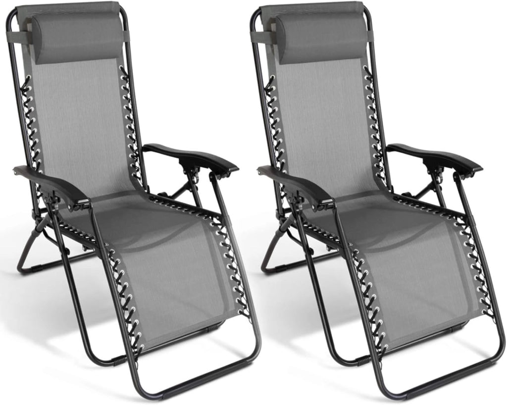 Set di 2 sedie da Giardino reclinabili Relax in Grigio Antracite