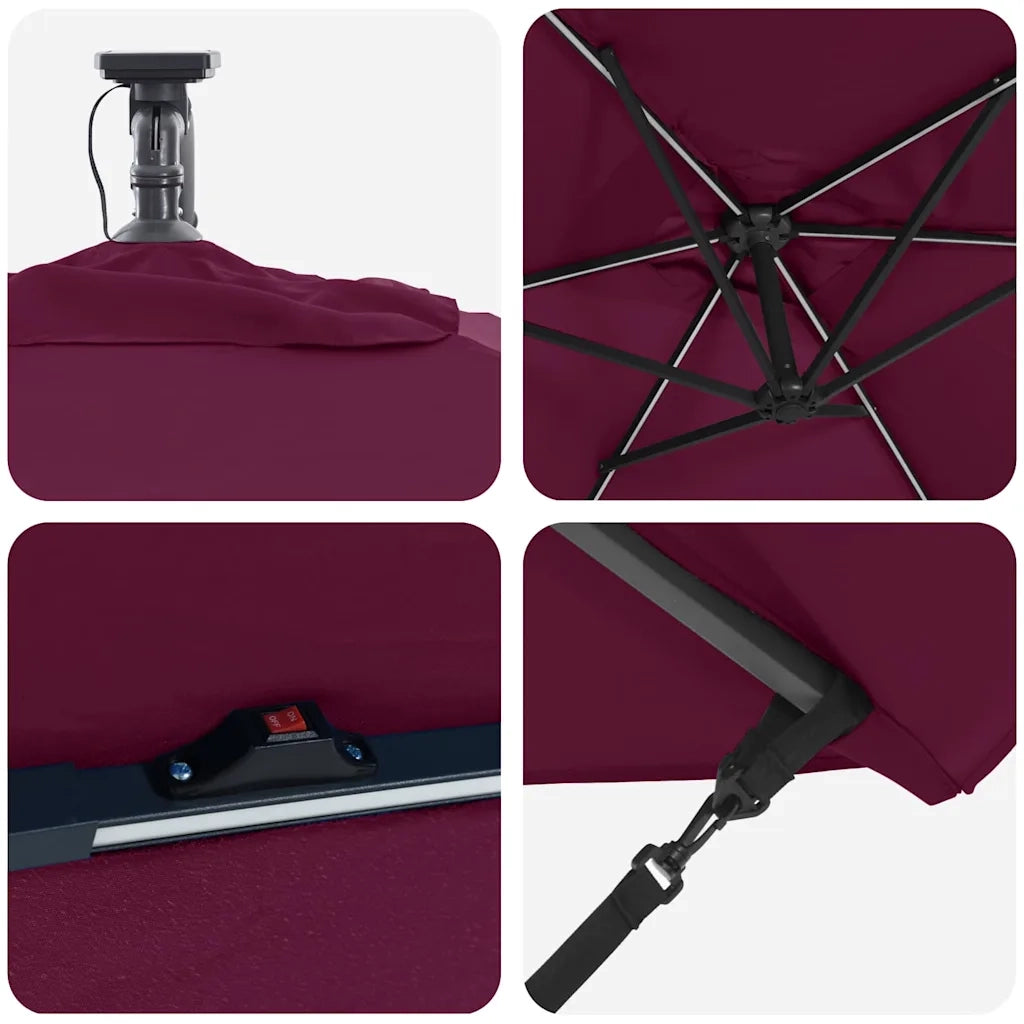 Ombrellone Rosso Bordeaux 294 x 200 x 270 cm 42003397
