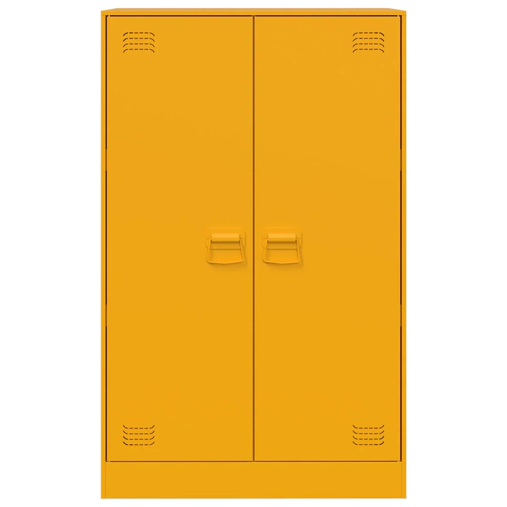 Buffet credenza cassettiera armadio mobile contenitore organizer per cucina soggiorno salotto giallo senape 67 x 39 x 107 cm acciaio giallo 02_0035696