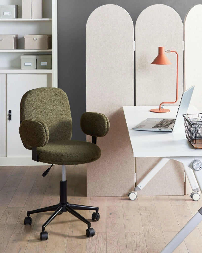 Sedia da scrivania per ufficio Verde scuro Boucle Base regolabile in altezza Ufficio moderno casa