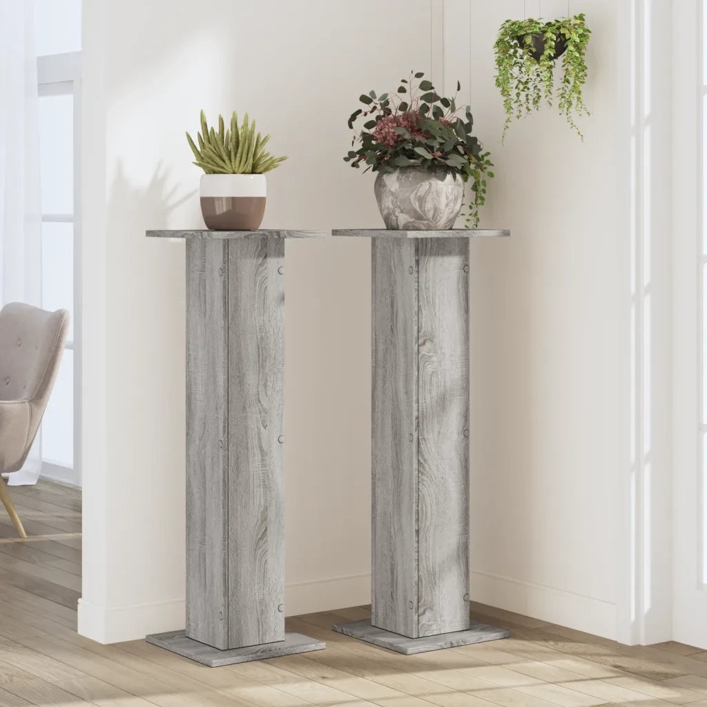 Supporti per Piante 2 pz Grigio Sonoma 30x30x95cm in Truciolato
