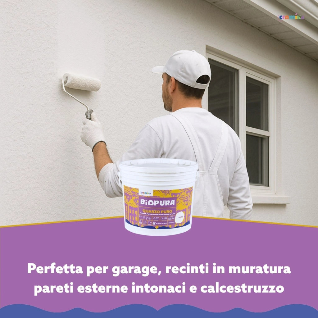 Pittura murale quarzo puro interni esterni finitura opaca linea biopura cromika *** formato 2.5 lt, confezione 1
