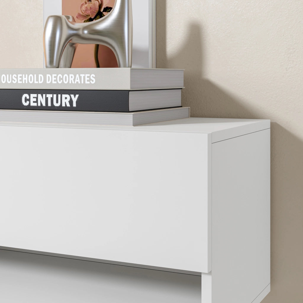 Mobile Porta TV Halmstad da Parete con Ante a Ribalta 140 x 31 x 30 cm - Bianco [en.casa]