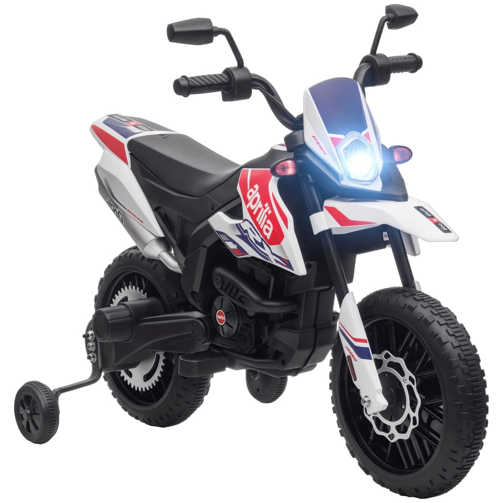 Moto Elettrica per Bambini 12V con Ruedas Auxiliares ¨C zephmum ¨C Bianco