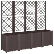 Fioriera | Cassetta per fiori | Vaso da Giardino con Traliccio Marrone 160x40x140 cm in PP