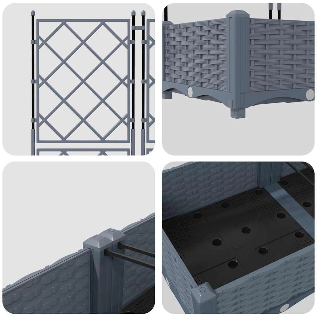 Set di 2 fioriere da giardino dal design moderno 80 x 40 x 125,5 cm resistente acciaio grigio chiaro 02_0058581