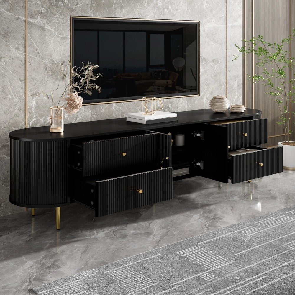 Mobile TV Lowboard ¨C MINIMAL ¨C MDF, Maniglie in Alluminio, Gambe in Ferro, Soggiorno