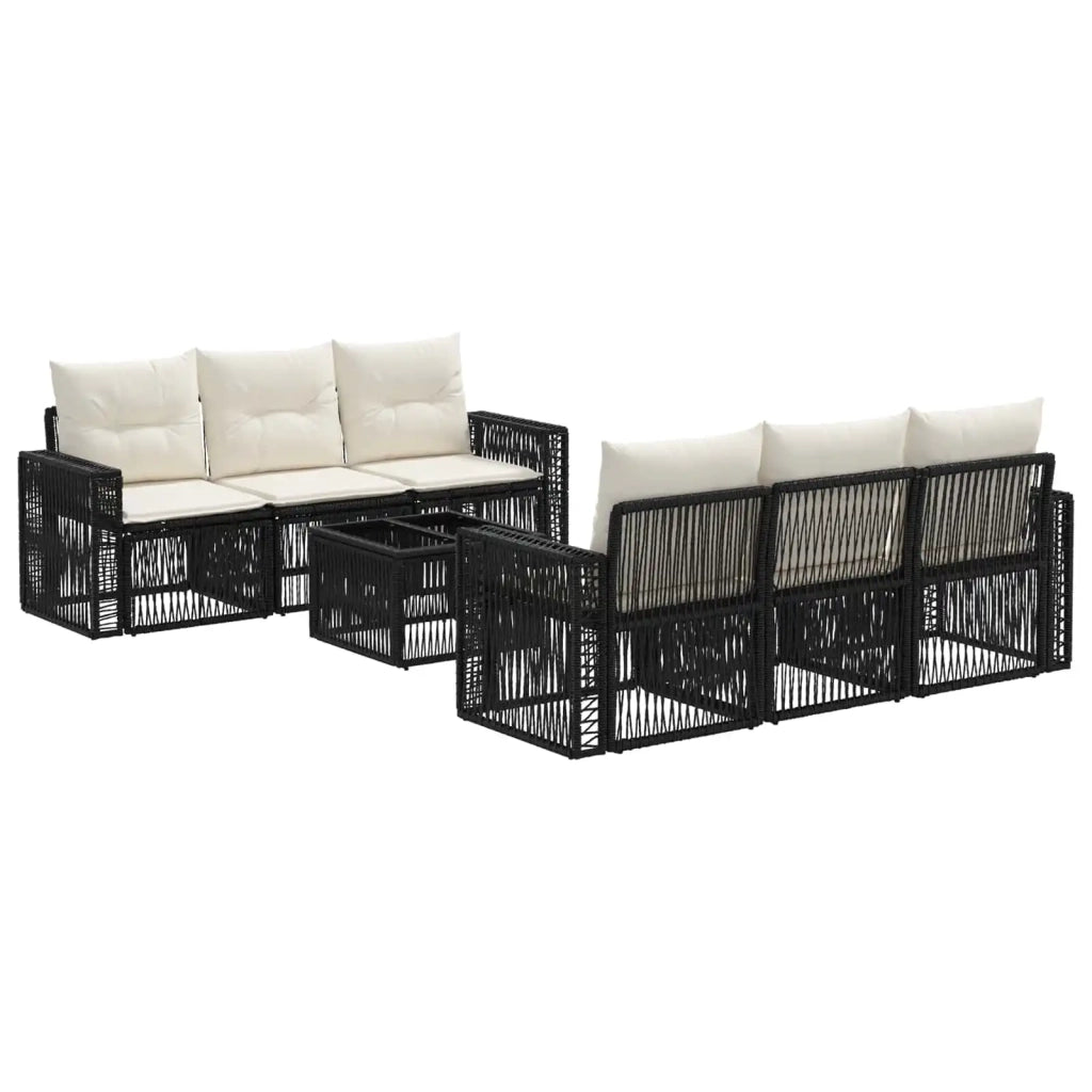 Set Divano da Giardino 7 pz Nero polyrattan 3435055