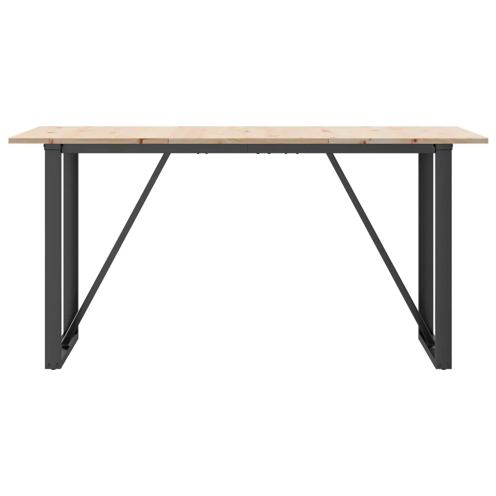 Tavolo da Pranzo Telaio a O 140x80x75 cm Legno Pino e Acciaio