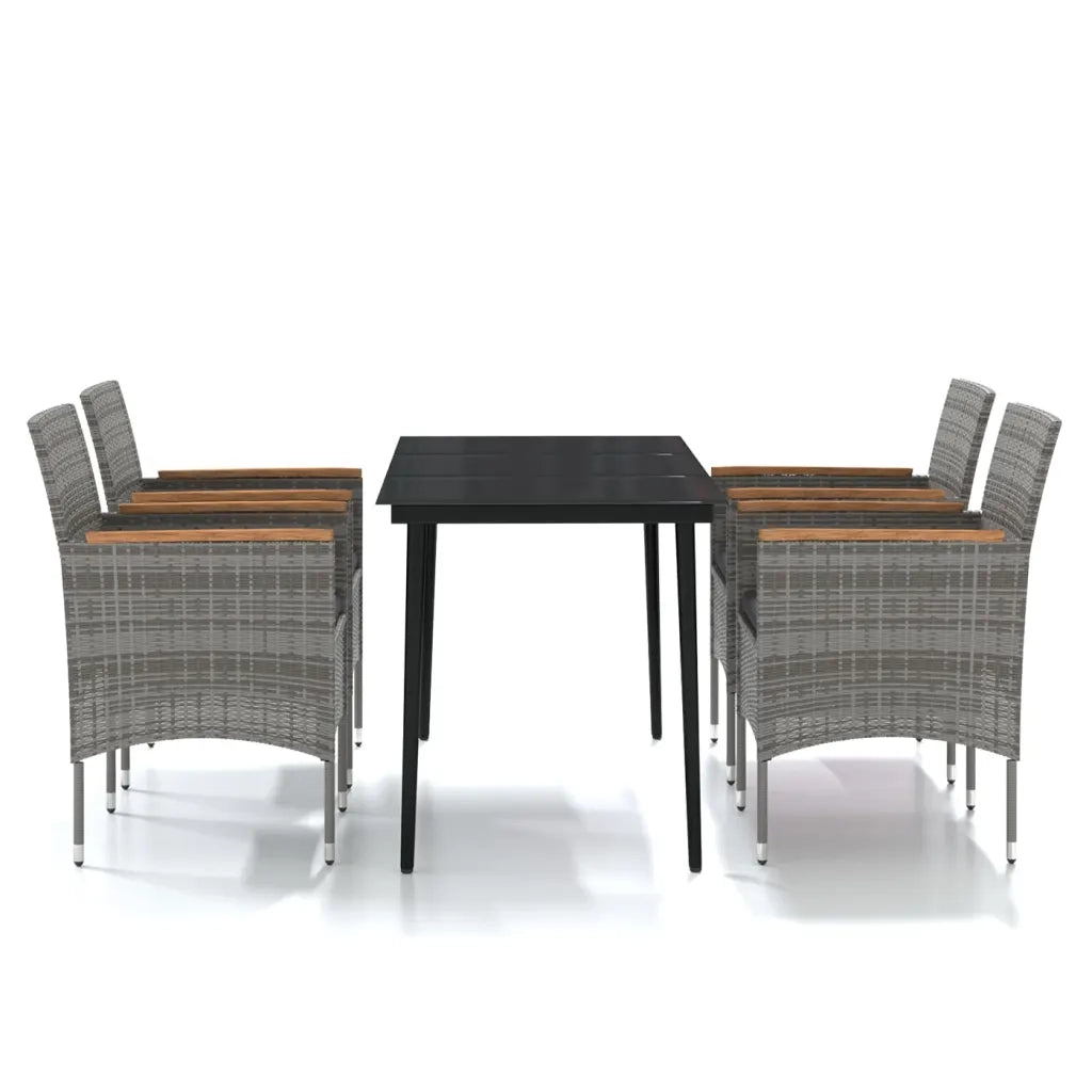 Set da Pranzo da Giardino 5 pz con Cuscini Grigio e Nero 3099349