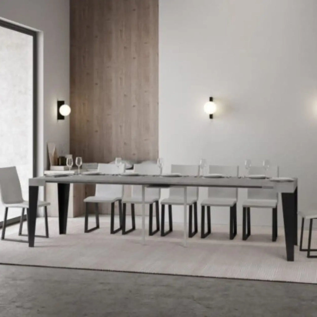 Consolle allungabile 90x40/300 cm Flame cemento gambe antracite