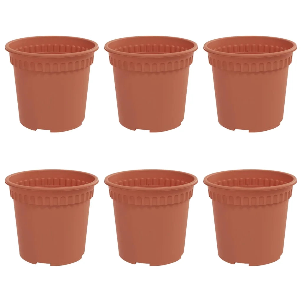 Vaso Rotondo per Fiori 6 pcs Rosso Mattone Ø 15 x 12 cm