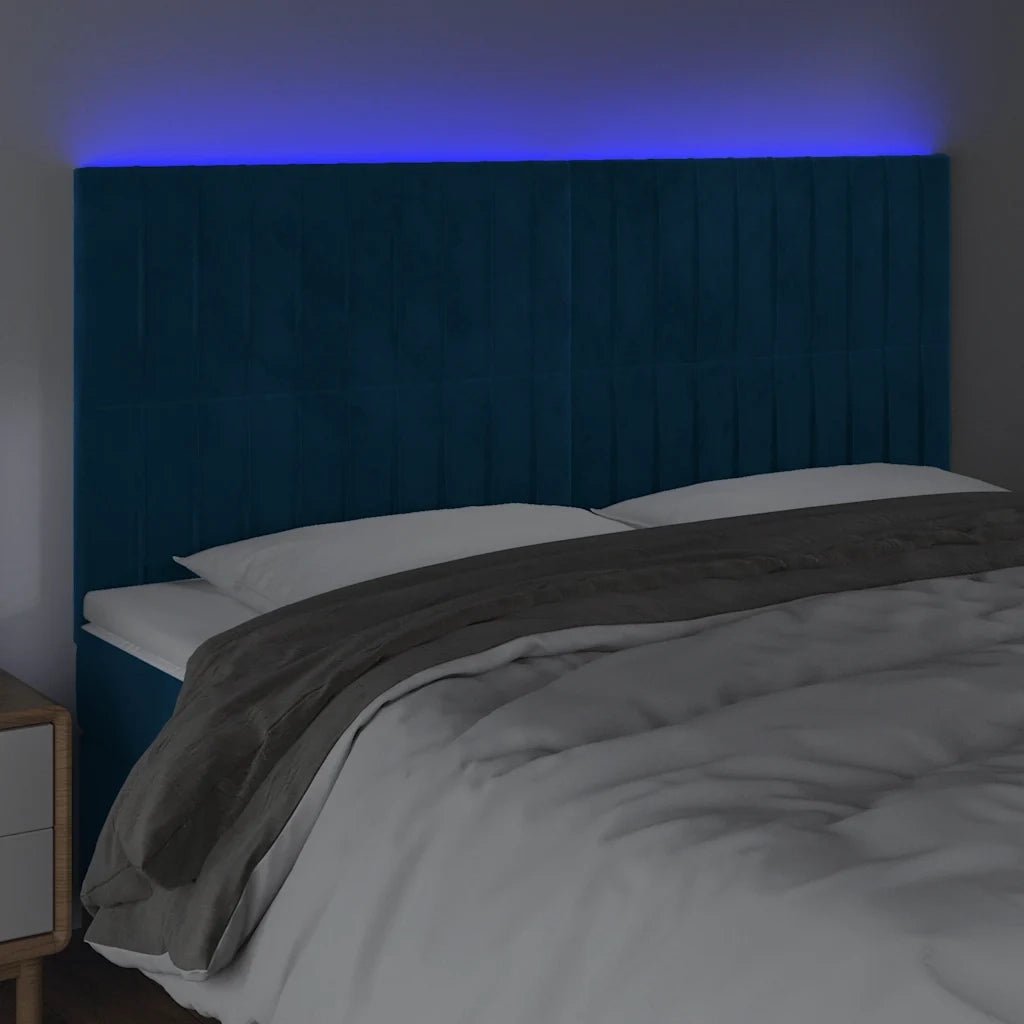 Testiera a LED-Testata con LED Blu Scuro 200x5x118/128 cm in Velluto 471670