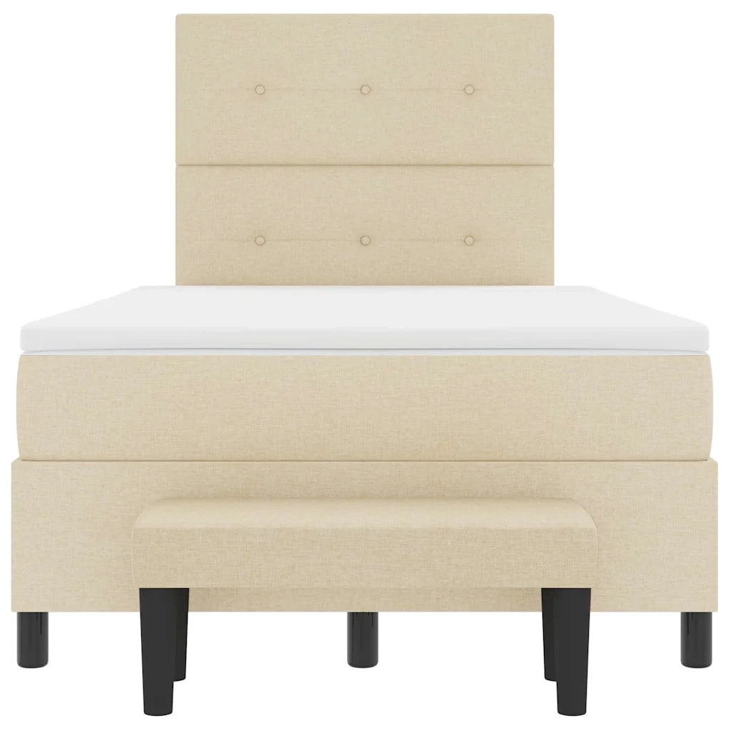 Letto a molle con testiera Crema 120 x 190 cm Tessuto 3344056