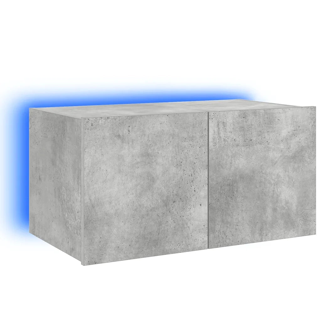 Mobile TV a Parete con Luci LED Grigio Cemento 60x35x31 cm 837273