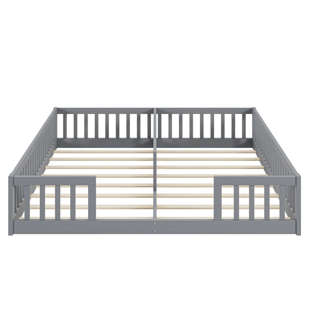 Letto Singolo in Pino con Rete a Doghe e Sponde ¨C MINIMAL ¨C Grigio 90x200