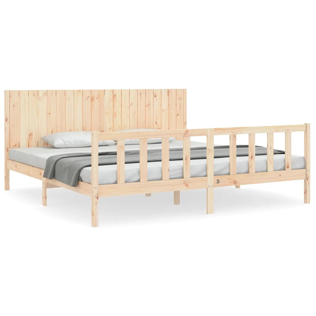 Giroletto senza Materasso-Struttura Letto 200x200 cm in Legno Massello di Pino 687569