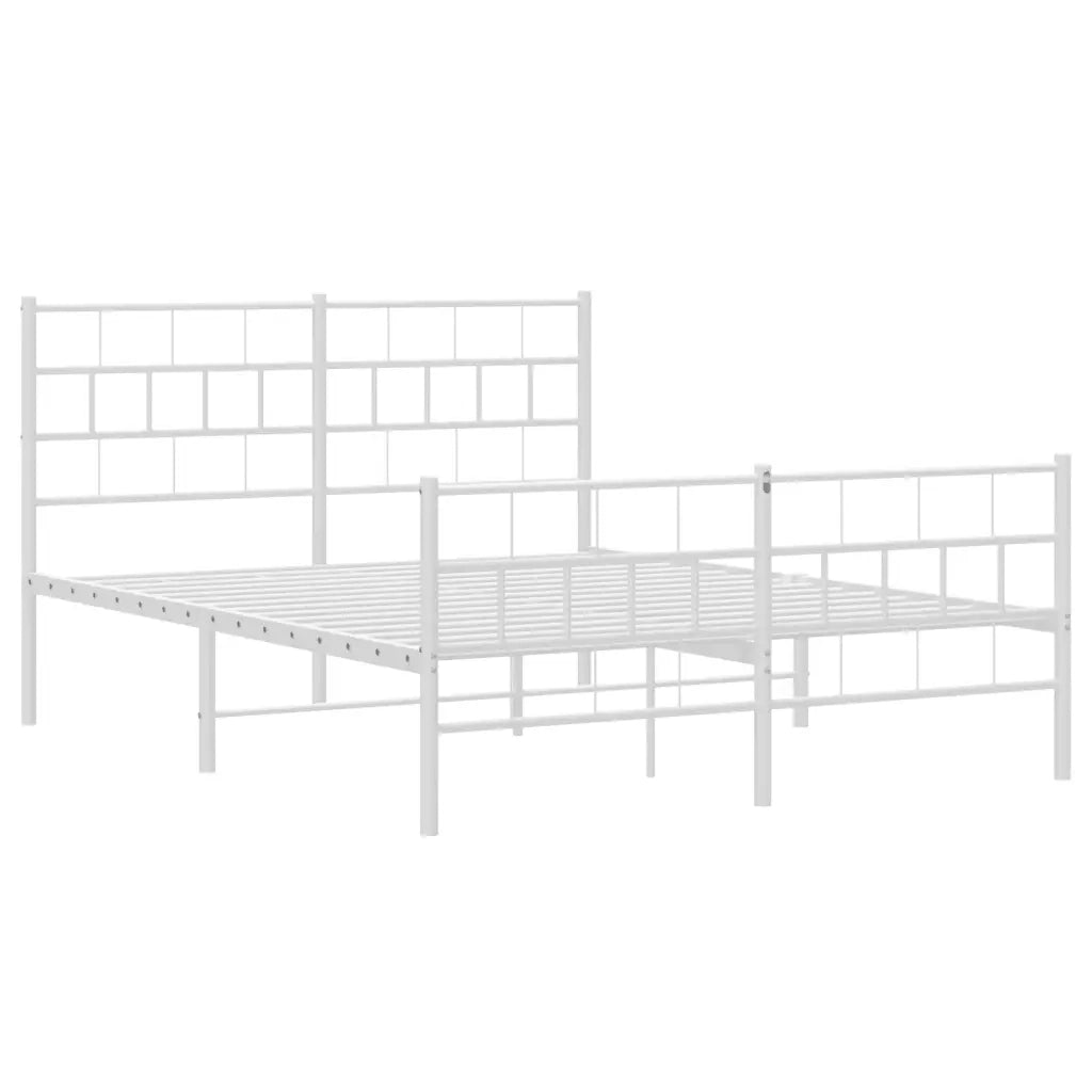 Giroletto con Testiera e Pediera Metallo Bianco 160x200 cm 355729