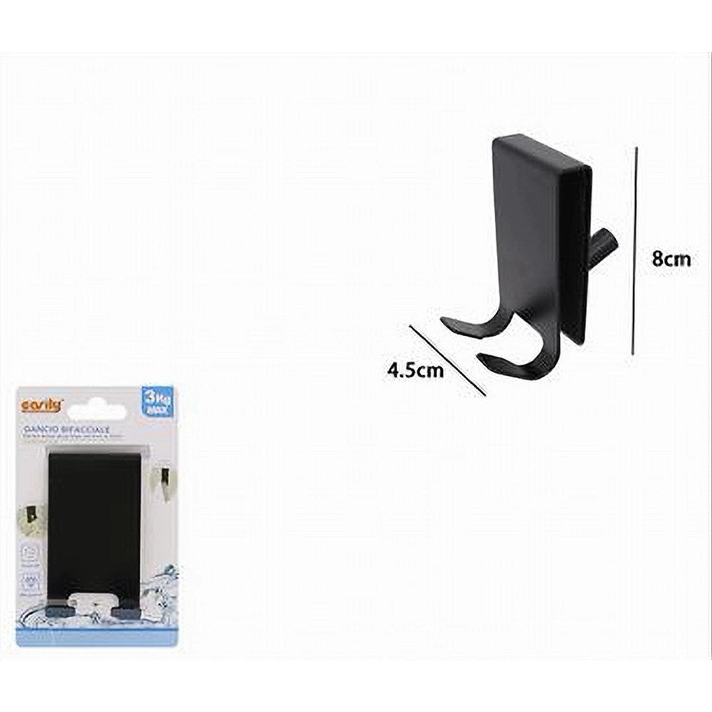 Trade Shop - Gancio Bifacciale Per Box Doccia 3 Ganci Accappatoio Tergivetro Bagno Nero 87773 -