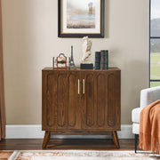 Credenza con ripiani regolabili in MDF e legno noce