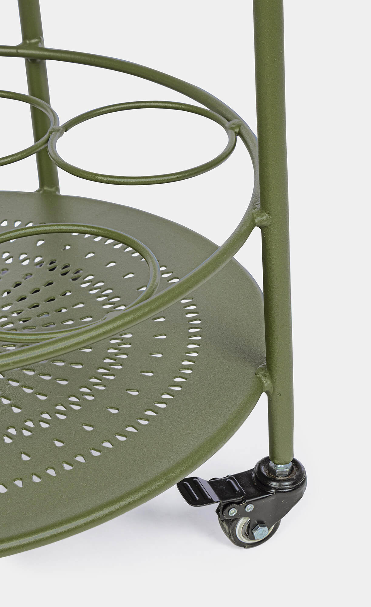 Carrello da Cucina 45x81 cm con Portabottiglie e Ruote in Acciaio Verde
