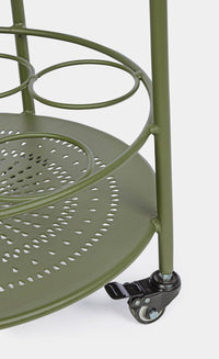 Carrello da Cucina 45x81 cm con Portabottiglie e Ruote in Acciaio Verde