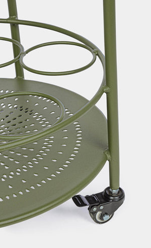 Carrello da Cucina 45x81 cm con Portabottiglie e Ruote in Acciaio Verde