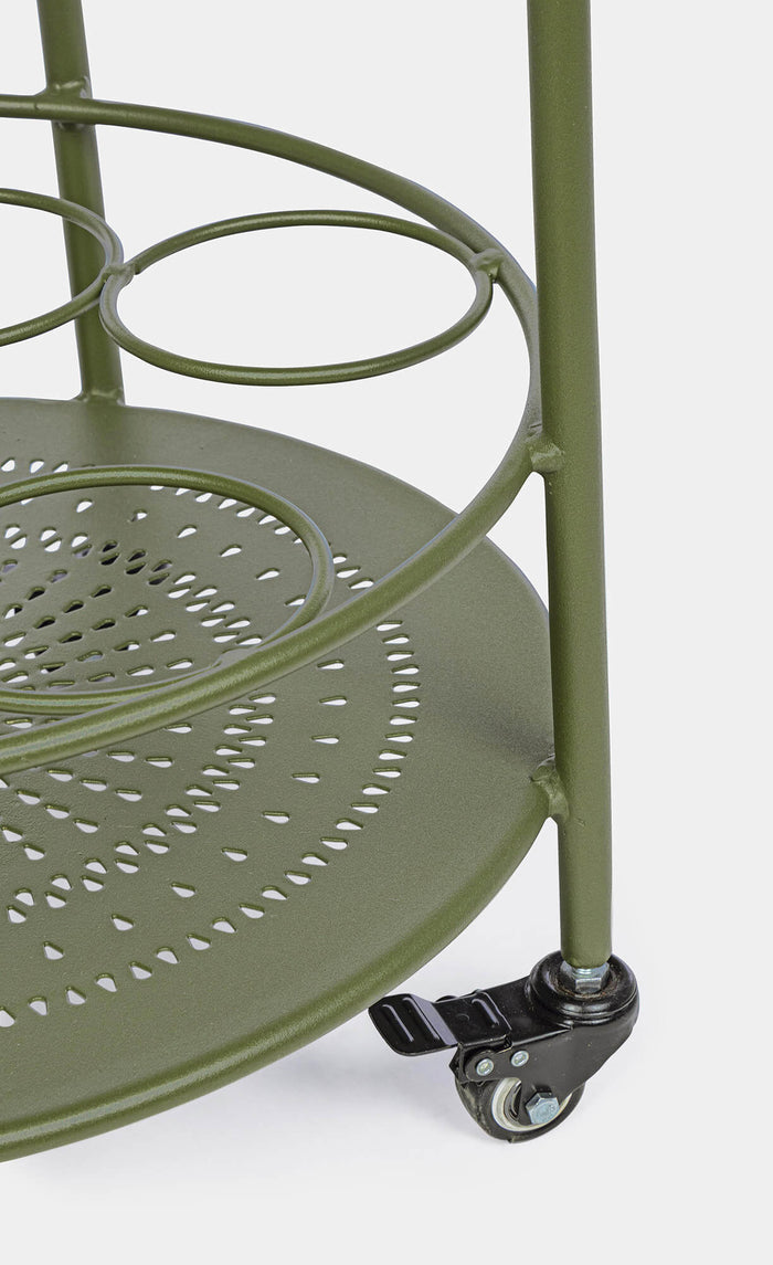 Carrello da Cucina 45x81 cm con Portabottiglie e Ruote in Acciaio Verde