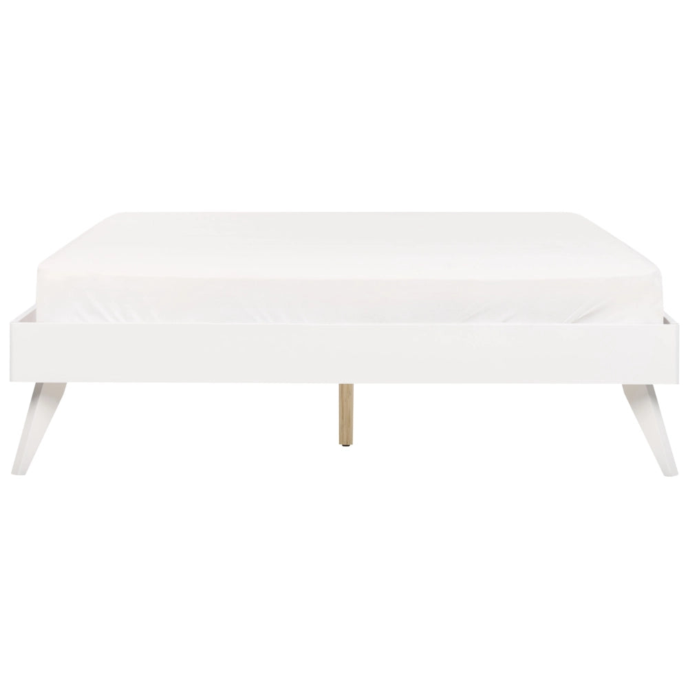 Letto in Legno bianco con Rete a Doghe Gambe in Legno 160 x 200 cm stile rustico camera da letto