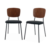 Set 2 sedie bouclé struttura in legno con gambe in metallo, nero
