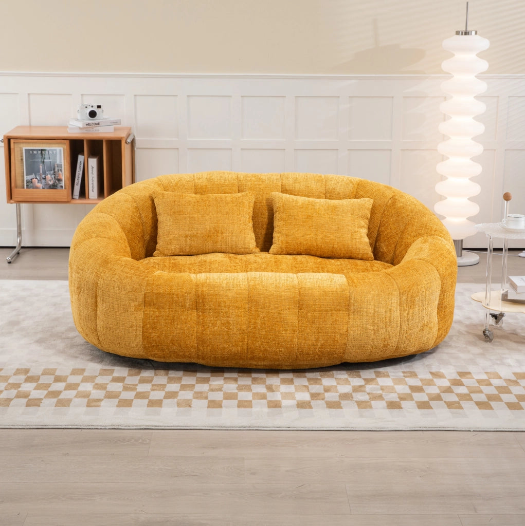 POLTRONA Lounge 150x95x63 cm in Chenille Gialla con Braccioli