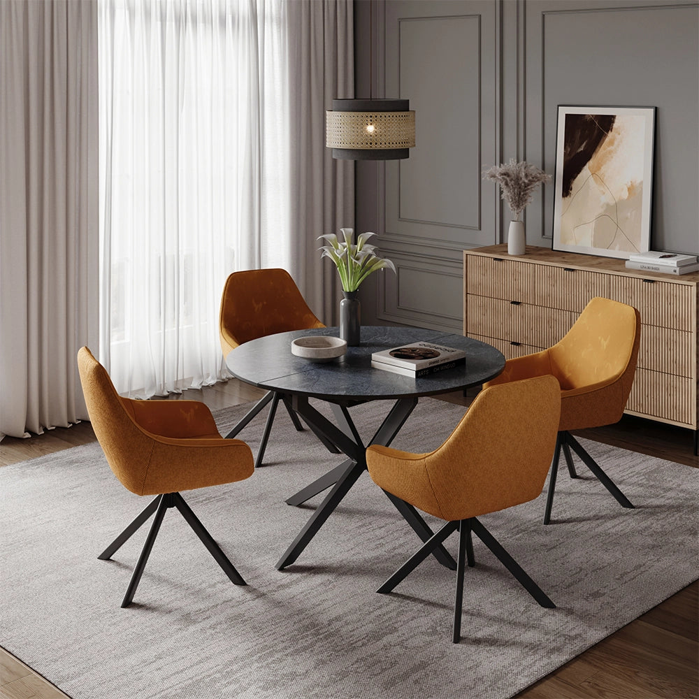 Tavolo da pranzo allungabile Loyd Antracite/Nero 120 x 120 cm Estensibile Vicco