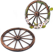 2 Ruote in Legno di Abete, Decorazioni a Forma di Ruota da Parete, Ideale per Bar, Ristorante, Soggiorno, 76 x 76 x 3,5 cm