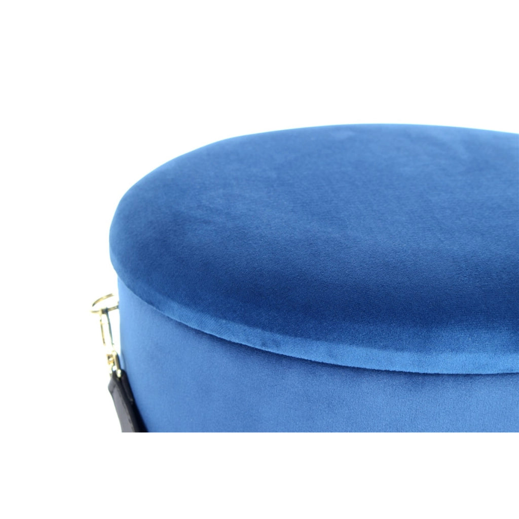 Set di 2 pouf contenitori Arabella in velluto blu e nero